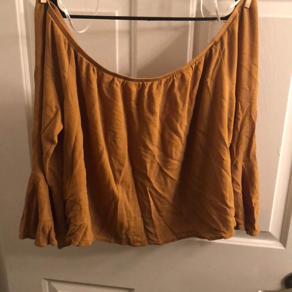 Forever21 off the shoulder crop in mustard